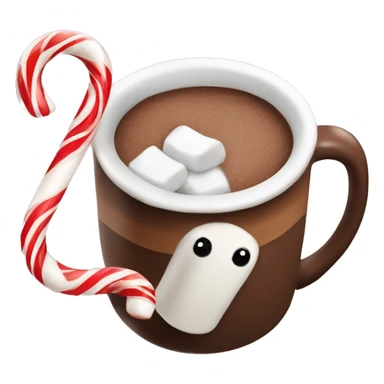 Mug of hot chocolate with marshmallows and a candy cane  sticker