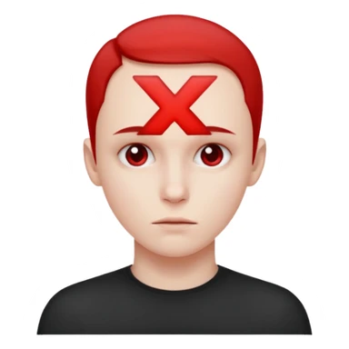 Forhead with a red small "x" symbol in the center sticker