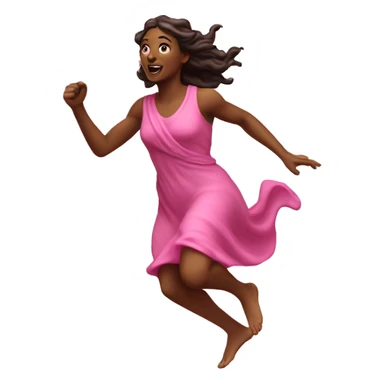 pink Pagan spring goddess sprinting, with a large stride and arms outstretched sticker