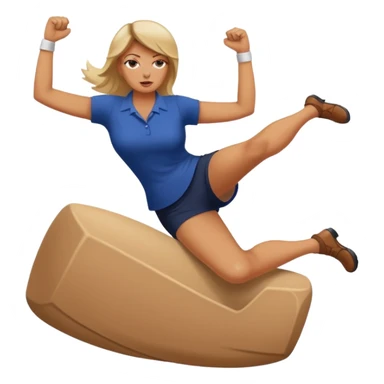 woman kicking donald trump between his legs sticker