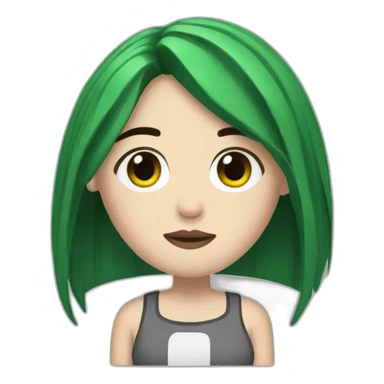 billie eilish with black and green hair sticker