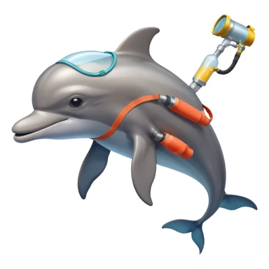 A brave dolphin in diver mask and oxygen tank on its back, exploring coral

 sticker