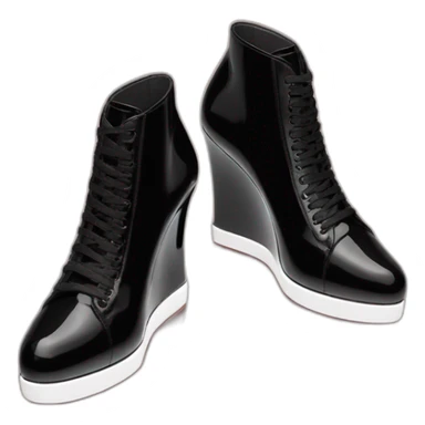 One WEDGE heel LOUBOUTIN black leather PATENT sticker