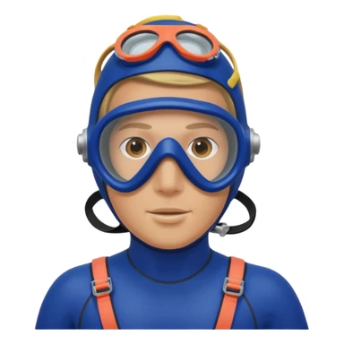 Diver + blue wetsuit,Coral Diver. sticker