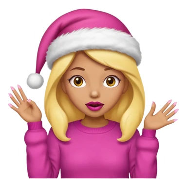 Sassy, cunty, girly Santa emoji with big lips, fake nails, pink sweater, and a pink santa hat (similar emoji style to uploaded). Yellow emoji. sticker
