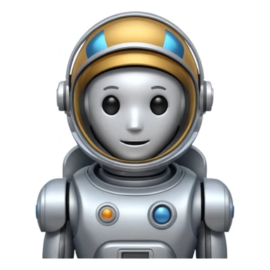robot with astronaut's helmet sticker