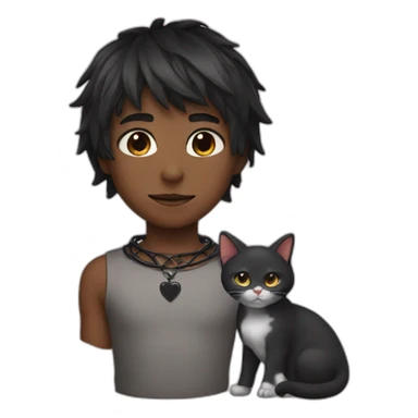 Boy with cat ears and a cute choker with an iron hearth on it sticker