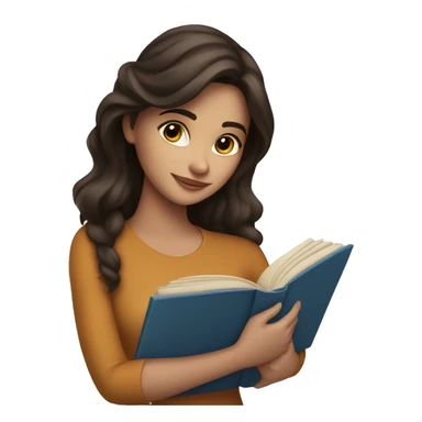 beautiful brunette girl hugging a book sticker