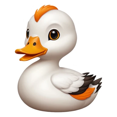 orange whit duck beak and black dot eyes cartoon style sticker