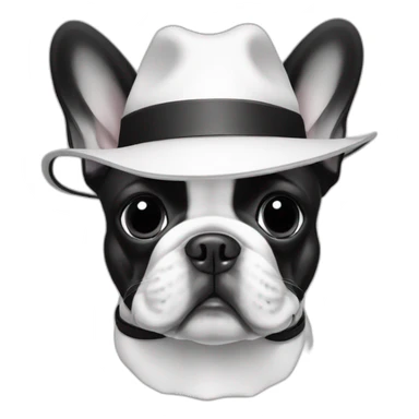 French bulldog with traveler hat black and white sticker
