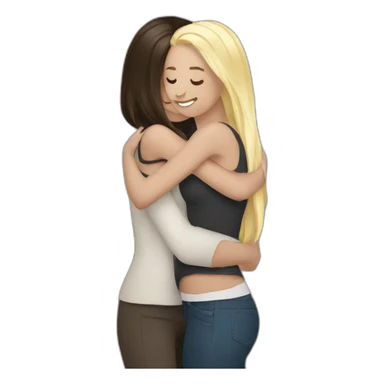 woman brunette hugging woman blonde sticker