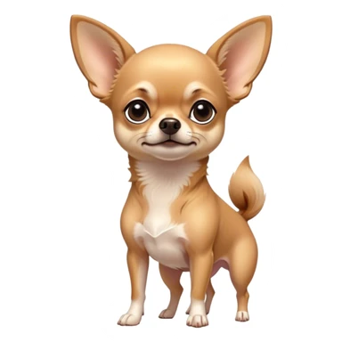 Cinematic Noble Fawn Short Haired Chihuahua Portrait Emoji, Poised and regal, with a compact, muscular build and a sleek, well-groomed fawn coat, deep-set soulful dark eyes, Simplified yet sharp and sophisticated features, highly detailed, glowing with a soft, dignified glow, high shine, intelligent and loyal, stylized with an air of strength, focused and attentive, soft glowing outline, capturing the essence of a watchful and confident guardian, so majestic it feels as though it could step out of the screen with effortless authority! sticker