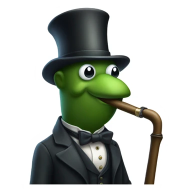 A gentleman pickle with monocle top hat and cane sticker