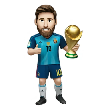 Lionel Messi holding World cup Trophy sticker