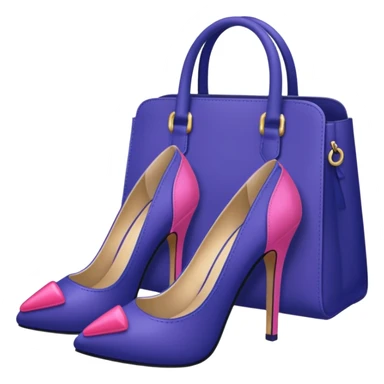 royal purple heels, pink lipstick cosmetics and deep blue bag emojis sticker