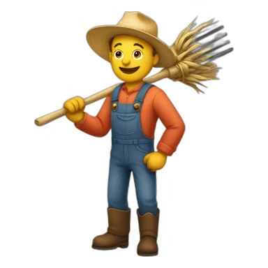 Farmer holding a pitchfork sticker