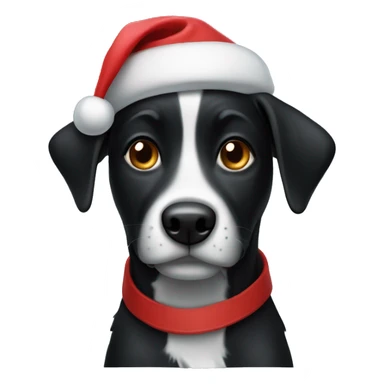 Black dog wearing a Santa hat sticker