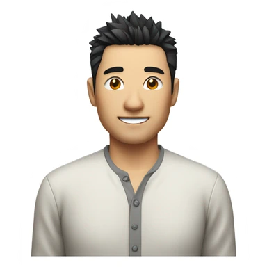 chinese man 40yo with spiky short black hair smile, smart buttoned shirt sticker