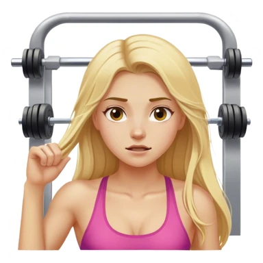 Long blonde hair girl sweating at gym sticker