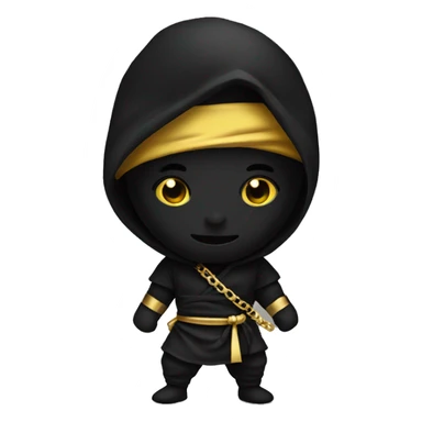 BLACK NINJA EMOJI WITH GOLD NECKLACE  sticker