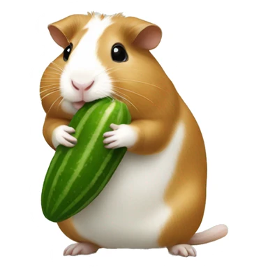 Guineapig standing on 2legs eating cucumber  sticker