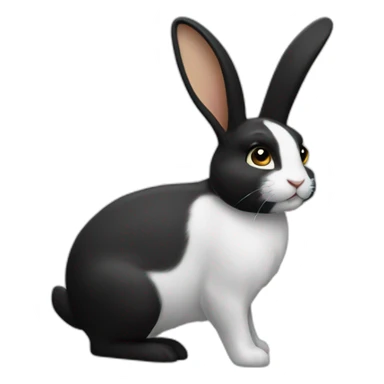 Lapin noir et blanc oreilles qui tombent sticker