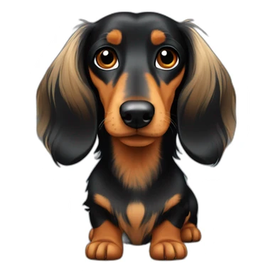 long haired black and tan dachshund sticker