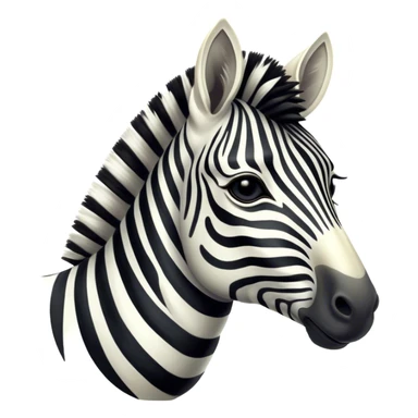 Cinematic Noble Zebra Portrait Emoji, Poised and regal, with a lean, elegant build, a long, graceful equine snout and striking fur of bold black and white stripes, deep-set soulful piercing eyes, Simplified yet sharp and sophisticated features, highly detailed, glowing with a soft, dignified glow, high shine, intelligent and graceful, stylized with an air of savannah chic, focused and attentive, soft glowing outline, capturing the essence of a watchful and confident equine that feels as though it could gallop out of the screen with effortless authority! sticker
