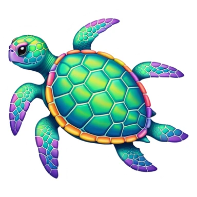 Kawaii pastel neon rainbow bedazzled sea turtle  sticker