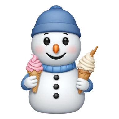 snowman wearing cap with ice cream  sticker