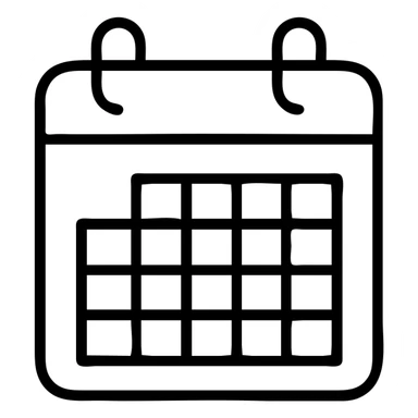 minimal style calendar icon with single month view and visible grid sticker