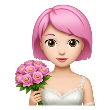 pink short haired bride with bouqet sticker