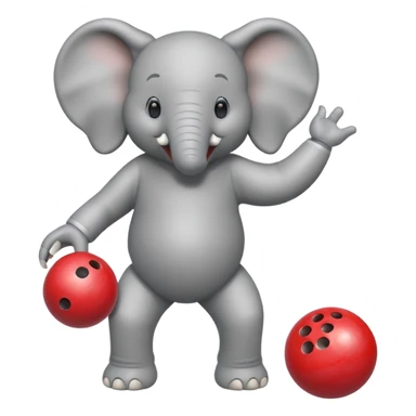 a elephant with hand and legs he is playing bowling   sticker