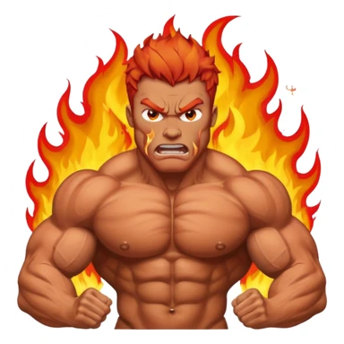burning angry bodybuilder red haired man sticker