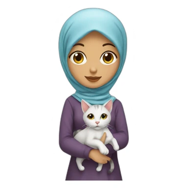 Hijab girl with a cute cat sticker