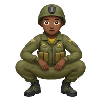A black man squatting wearing army attire sticker