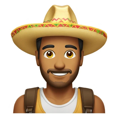Make a mixed mans with a sombrero hat and a taco sticker