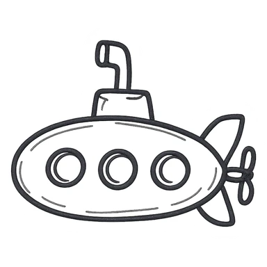 submarine, hand drawn outlined icon style, sketchy lines, playful look sticker