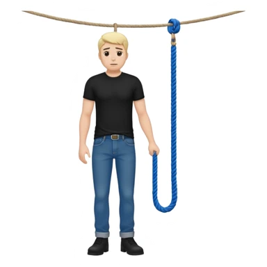 A man standing in the chair and looking at rope before going to suicide  sticker