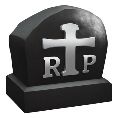 a black grave with the inscription R i P in silver sticker