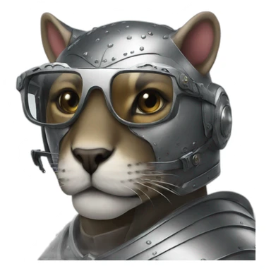 knight on a panther with ai glasses sticker