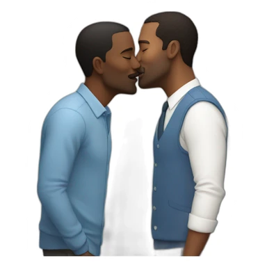 50 years old white bold guy kisses a 50 years old black bold  guy sticker