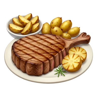 grilled steak with golden potatoes sticker
