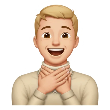 A guy chocking himself with his hands around his neck laughing  sticker