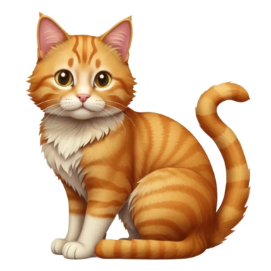 cinematic-[Ginger tabby cat]-realistic-full-body-sitting-emoji,-tail-curled-playfully-around-its-paws,-head-tilted-dramatically,-scruffy-[ginger]-fur,-simplified-yet-realistic-focused-features,-highly-detailed,-glowing-with-an-almost-sarcastic-glow sticker