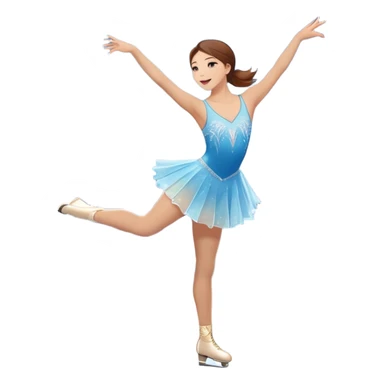 An icon featuring a graceful figure skater performing a spin on a sparkling ice rink. The scene includes a shimmering rink, colorful spotlights, snowflakes gently falling from the sky, and an audience in the stands, with a snowy landscape visible through large windows. Transparent background. sticker