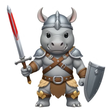 rhino with viking helmet and sword sticker