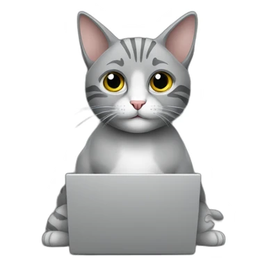 Programmer-gray-cat-with-laptop sticker