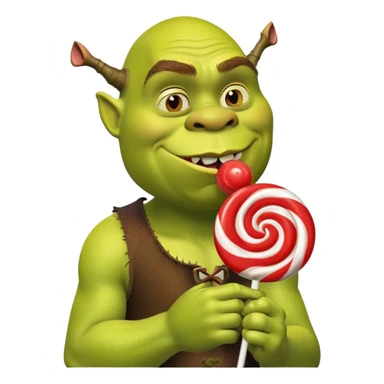 Shrek licks a lollipop sticker