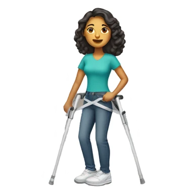 latina Woman with leg cast on crutches sticker